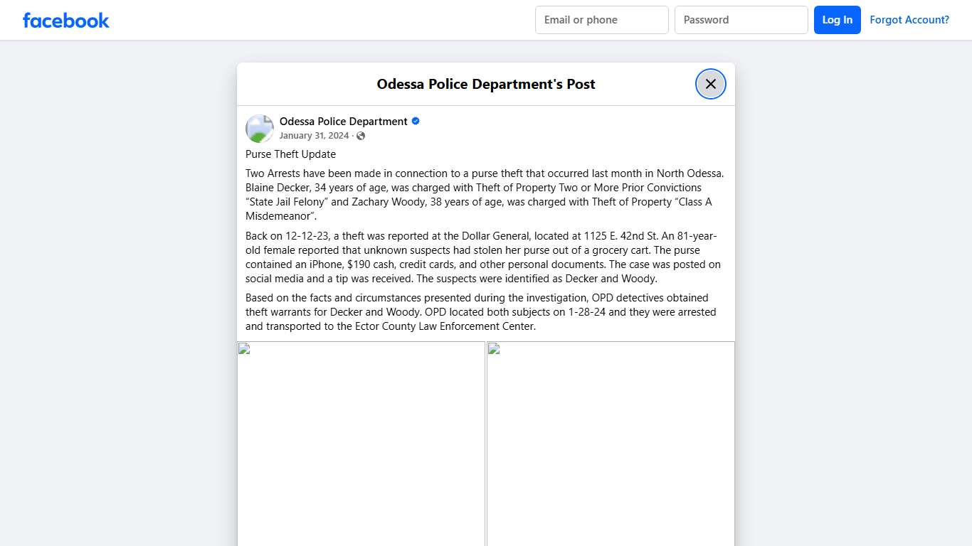 Purse Theft Update Two Arrests... - Odessa Police Department Facebook
